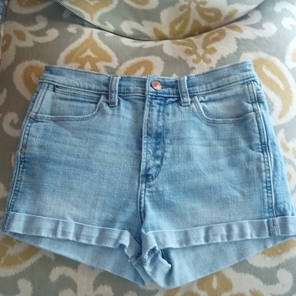 Abercrombie And Fitch High Rise Jean Shorts Cuffed Hem Size 4